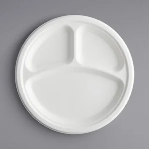 10"inch 3-Compartment- Compostable Sugarcane - 500/Case/MP012