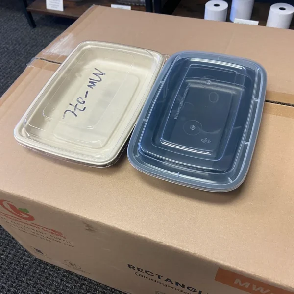 20oz-Rectangular- Compostable Bagasse-Microwavable Container/300/CASE/MW-078