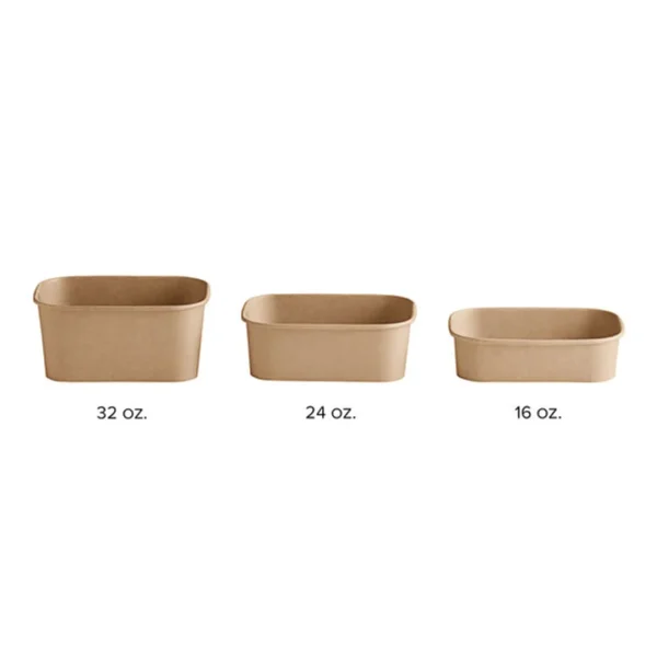 16 oz. Rectangular Kraft PE-Lined Microwavable Container/300/Case/F500