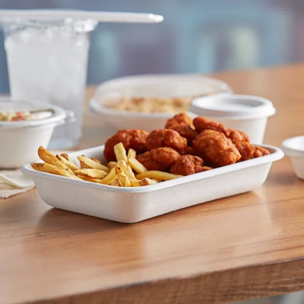 30oz-Rectangular- Compostable Bagasse-Microwavable Container/300/CASE/MW-075
