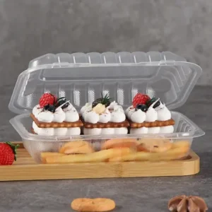 Clear-6”9“Microwaveable Plastic Hinged Take-Out Container - 150/case-205t