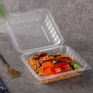 Clear-7.8” Microwaveable Plastic Hinged Take-Out Container - 150case-781