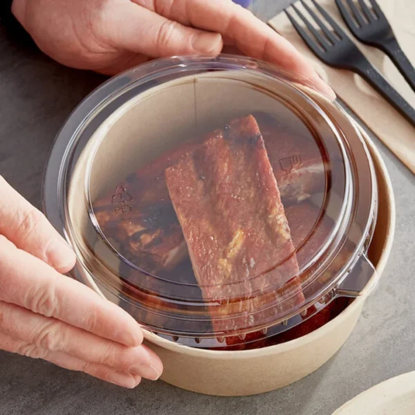 44oz-Round Kraft Bowl PET LID-300/case/G51-PET185
