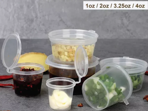 Clear-2oz-Plastic Hinged Sauce container 1000/case