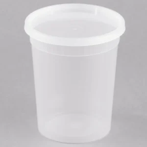 Clear-Round Microwavable Plastic-Container Combo Pack - 240/Case/32oz-S32/C32