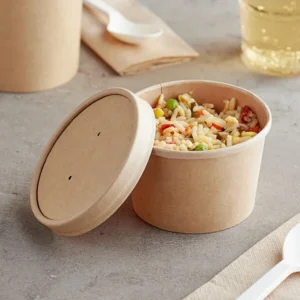 Kraft Paper Food Cup with Vented Lid 12oz/250/case/CP12