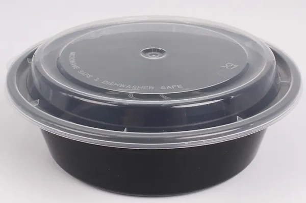 Black - Round Microwavable Container with Lid - 150/Case/48oz-6048