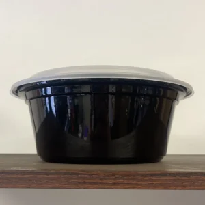 Black - Round Microwavable Container with Lid - 150/Case/38oz-0038B