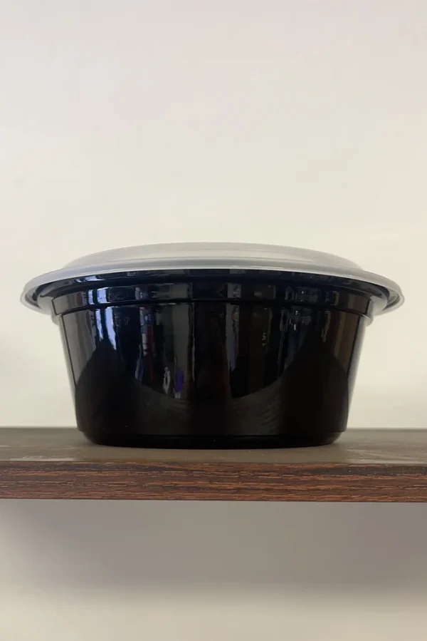 Black - Round Microwavable Container with Lid - 150/Case/38oz-0038B