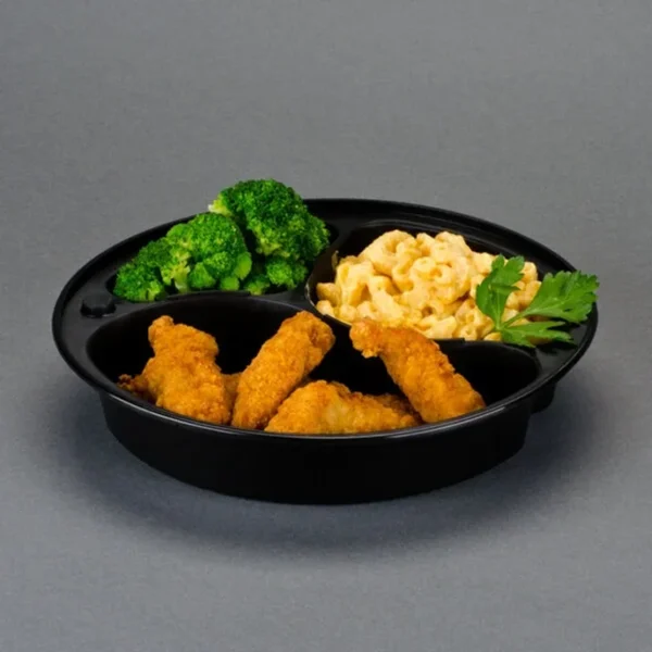 Round Microwavable 3 Compartment Container with Lid - 150/Case/9333