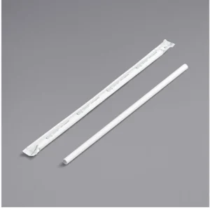 9" White Jumbo Wrapped Plastic Straw - 300/Case/PS-56197