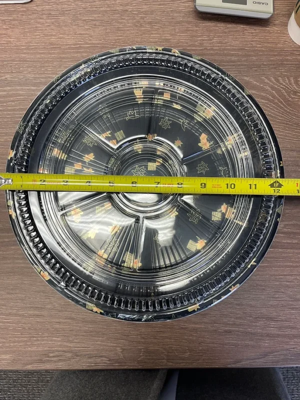 R-12.5"-Maple-Round Plastic Sushi Tray /100/case/R108